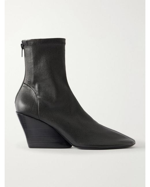 Proenza Schouler Black Slant Leather Ankle Boots