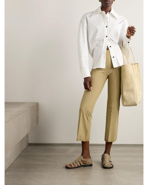 High Sport Natural Kick It Cropped Cotton-Blend Jacquard Flared Pants