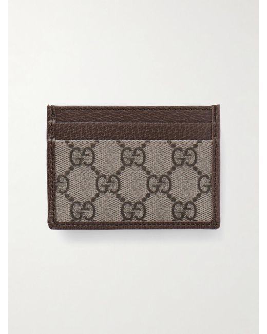 Gucci Natural Ophidia Textured Leather-Trimmed Printed Coated-Canvas Cardholder
