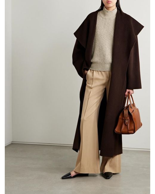 Loro Piana Natural Ribbed Cashmere Turtleneck Sweater