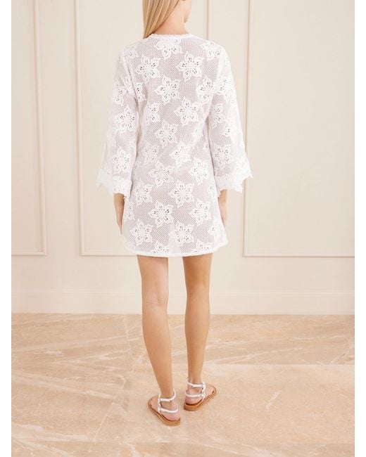 Miguelina White Jane Cotton-Lace Coverup