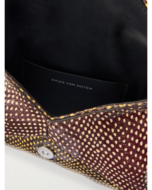Dries Van Noten Brown Printed Snake-Effect Leather Shoulder Bag
