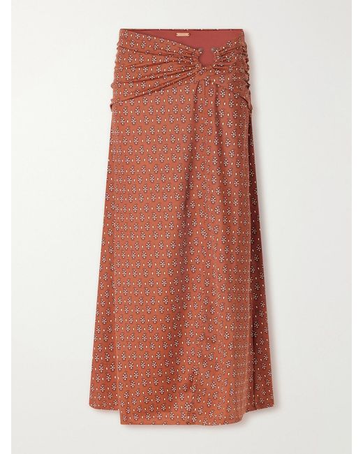 Johanna Ortiz Brown Under The Sun Gathered Printed Recycled Coverup
