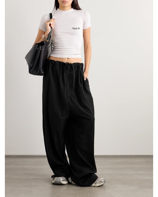 Balenciaga Black Hose Mit Weitem Bein Aus Lyocell-Popeline