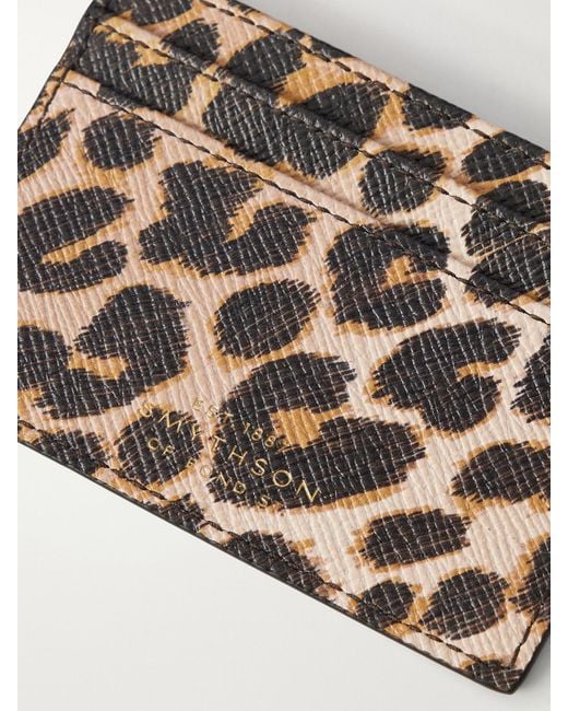 Smythson Metallic Panama Leopard-Printed Leather Cardholder