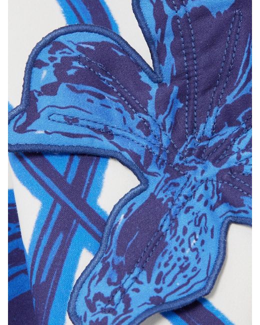 ANDRES OTALORA Blue Appliquéd Cotton-Blend Twill Mini Dress