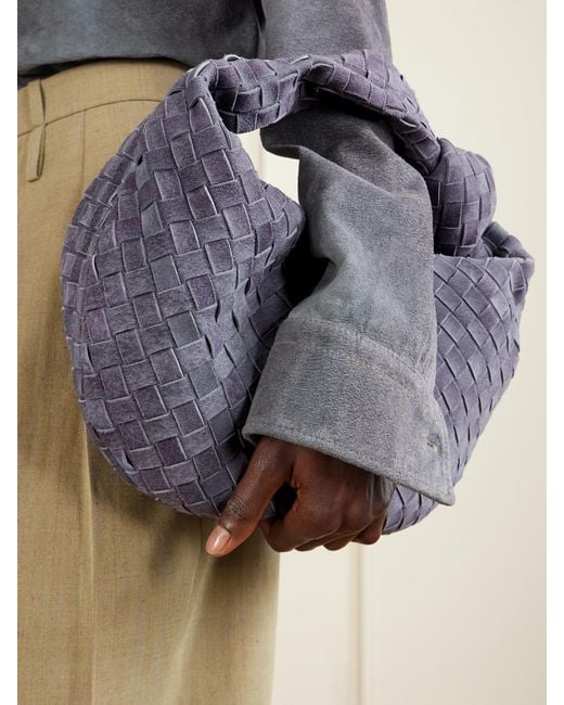 Bottega Veneta Blue Jodie Small Intrecciato Suede Tote