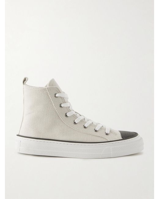 Brunello Cucinelli Natural Bead-Embellished Canvas Sneakers