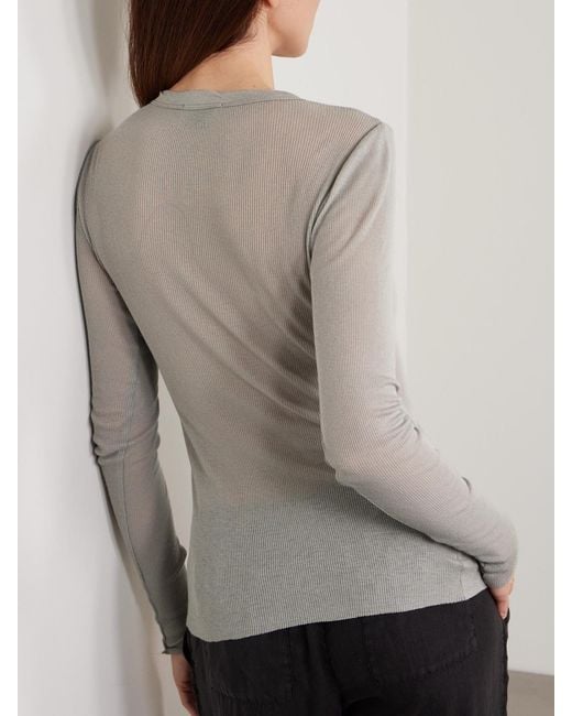 James Perse Gray Ribbed Cotton And Cashmere-Blend T-Shirt