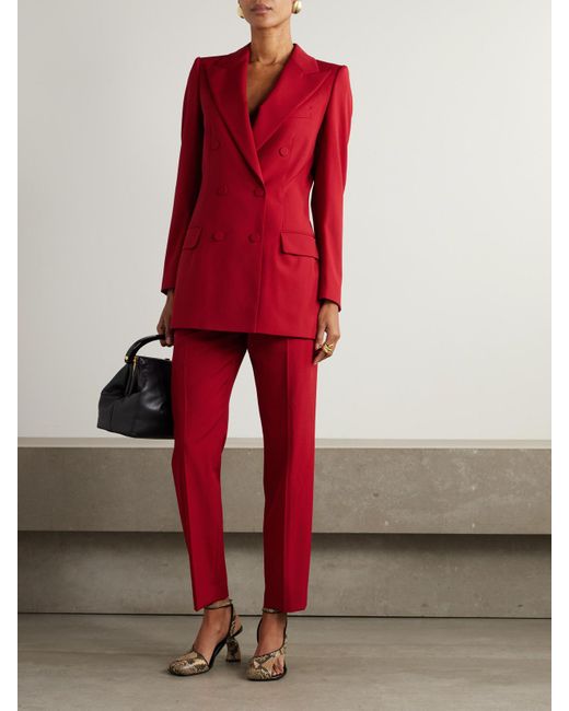 Dries Van Noten Red Double-Breasted Wool Blazer