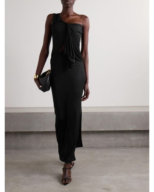 Christopher Esber Black Seneca Swirl Convertible Draped Ribbed-Knit And Jersey Gown