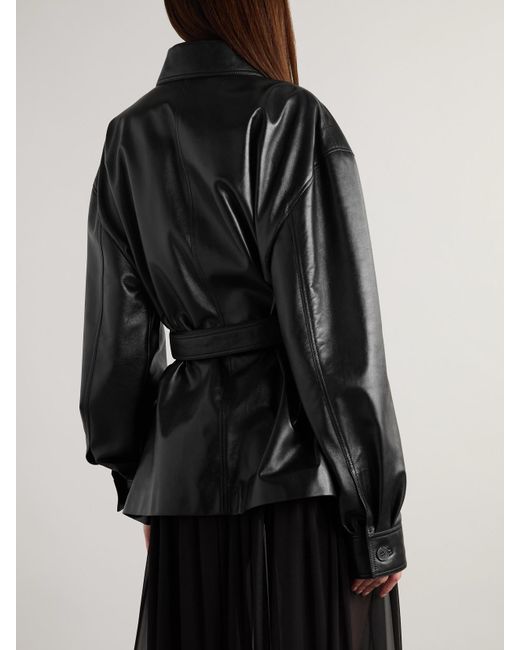 Saint Laurent Black Belted Leather Jacket