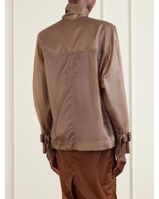 Saint Laurent Brown Tie-Detailed Gathered Shell Shirt