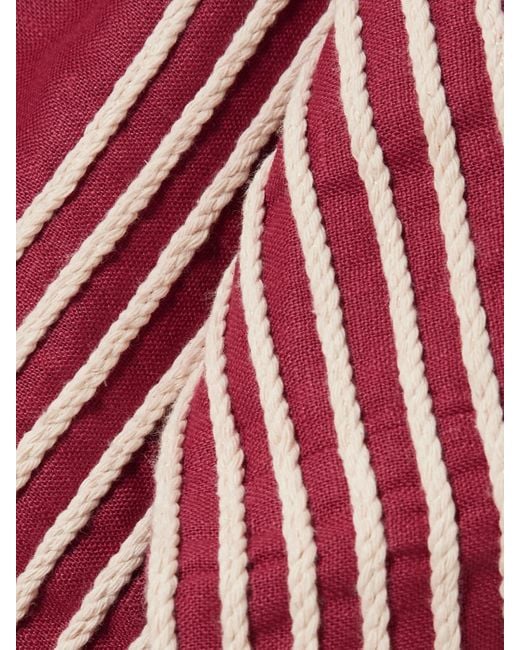 ANDRES OTALORA De Coco Embroidered Linen Halterneck Mini Dress