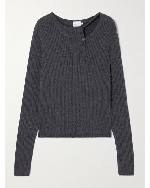 Deiji Studios Blue Asymmetrischer Pullover Aus Einer Gerippten Baumwoll-Kaschmirmischung Mit Cut-Out