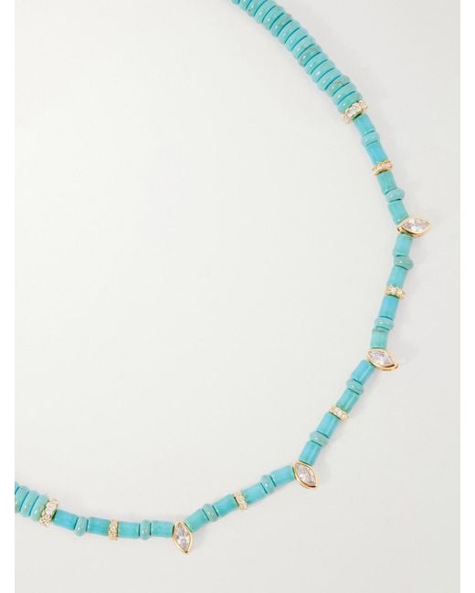 Joolz by Martha Calvo Blue Ella And Crystals 14-Karat-Plated Beaded Necklace