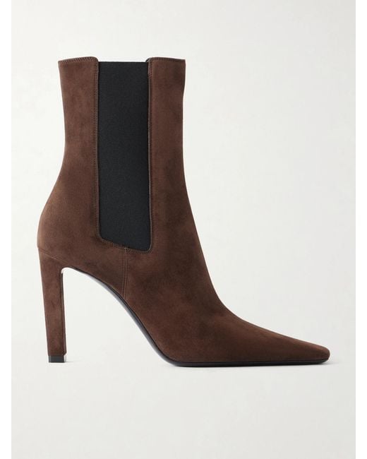 Saint Laurent Brown Francoise 95 Suede Ankle Boots