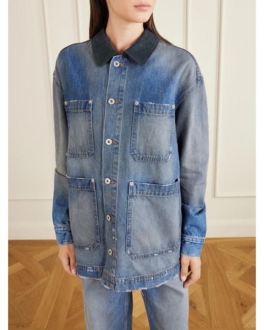 SLVRLAKE Denim Blue Worker Corduroy-Trimmed Denim Jacket