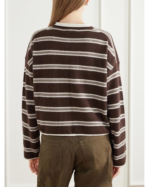 La Ligne Brown Dominick Striped Cashmere And Silk-Blend Sweater