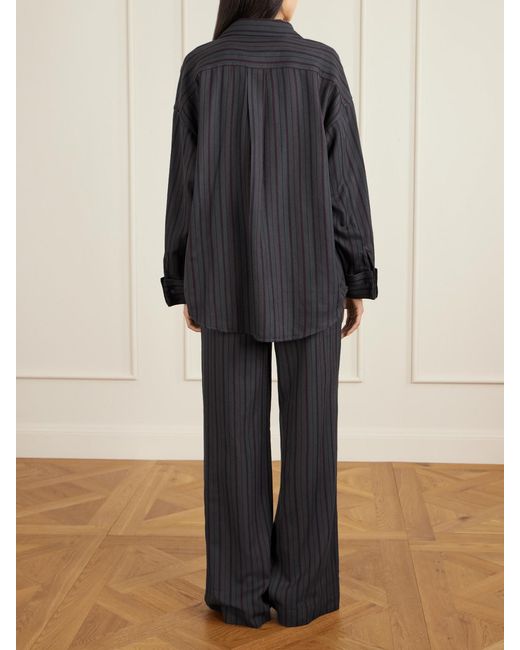 The Elder Statesman Blue Gestreiftes Hemd Aus Twill Aus Einer Woll-Kaschmirmischung