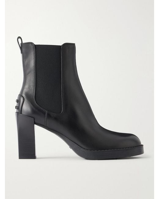 Tod's Black Tronchetto Elastico 80 Leather Ankle Boots