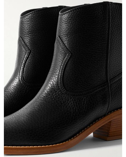 Gabriela Hearst Black Leduc Textured-Leather Ankle Boots
