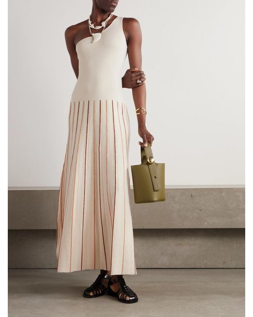 Escvdo Natural Manglar Asymmetrisches Maxikleid Aus Gestreifter Biobaumwolle