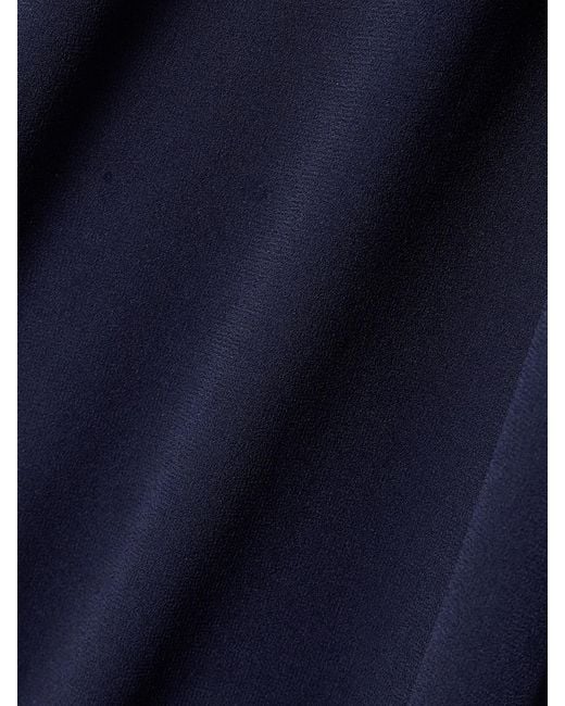 Roland Mouret Blue Cape-Effect Silk Chiffon-Trimmed Crepe Gown