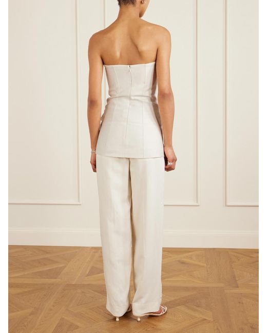 Totême Natural Strapless Darted Wool And Silk-Blend Crepe Bustier Top
