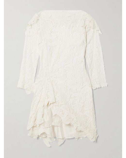 Isabel Marant Natural Rubiana Asymmetric Paneled Draped Cotton-Blend Lace Dress