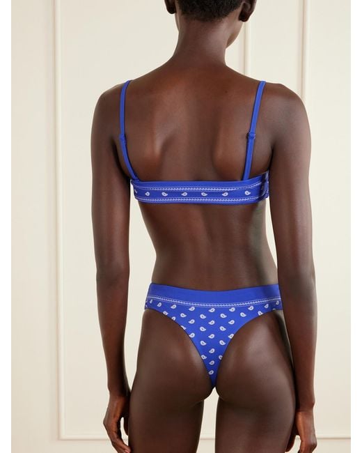 Christopher Esber Blue Orbit Embellished Bandana-Print Bikini Top