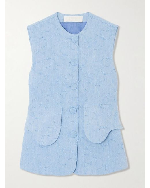 D'Estree Blue Marianne Weste Aus Denim Mit Fransen