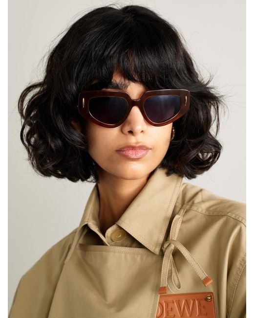 Loewe Blue Anagram Cat-Eye Tortoiseshell Acetate Sunglasses
