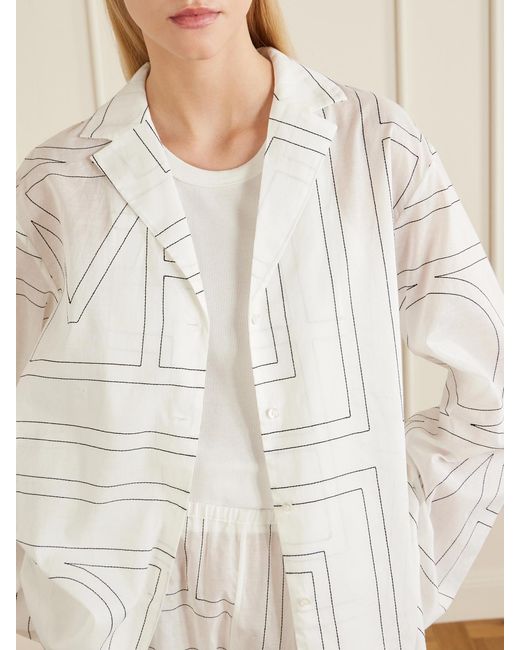 Totême Natural Embroidered Organic Cotton And Lyocell-Blend Shirt