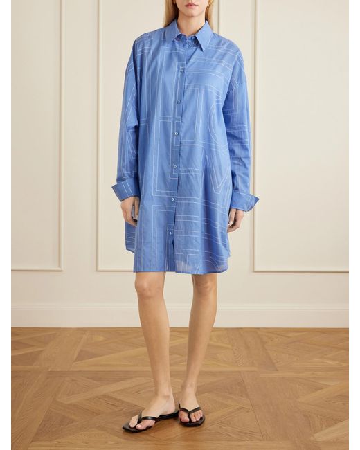 Totême  Blue Embroidered Organic Cotton And Lyocell-Blend Shirt