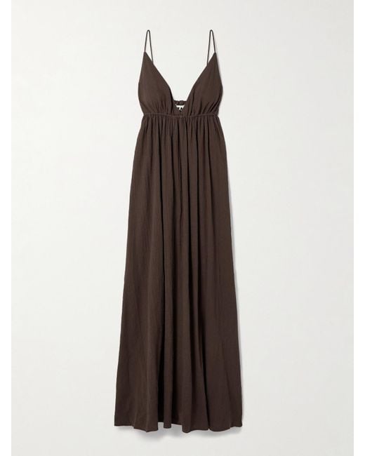 Staud Brown Hanna Maxikleid Aus Baumwollgaze