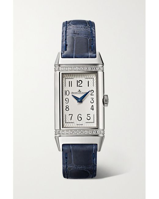 Jaeger-lecoultre Reverso One Duetto 40mm X 20mm Stainless Steel, Diamond  And Alligator Watch in Metallic | Lyst
