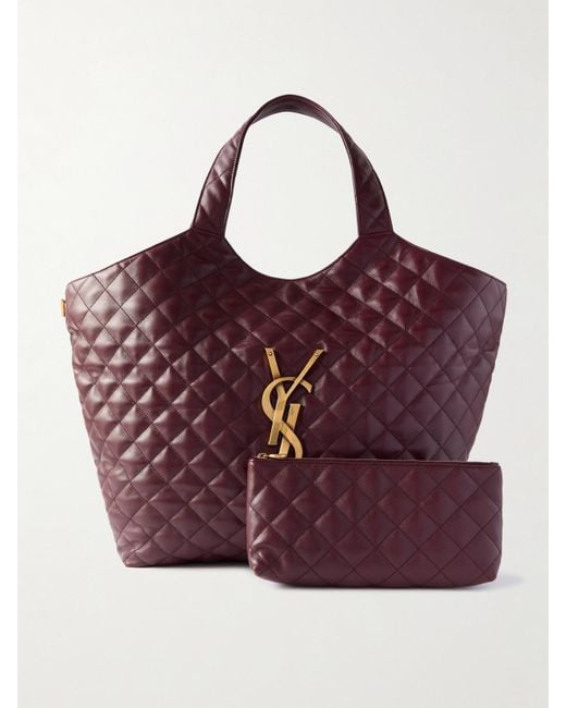 Saint Laurent Purple Icare Xl Tote Aus Gestepptem Leder Mit Verzierung