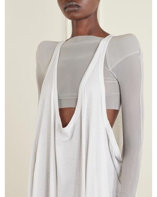 Rick Owens White Helm Stretch-Mesh Blouse