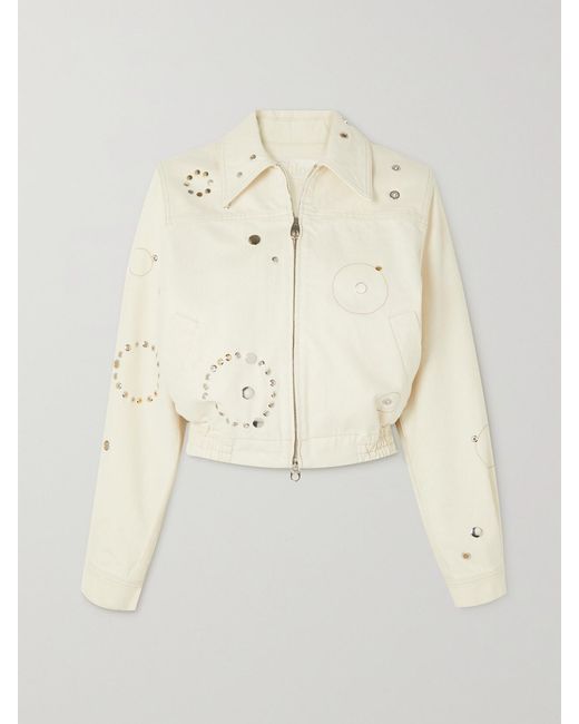 Chloé Natural Net Sustain Embellished Recycled Cotton And Hemp-Blend Denim Jacket