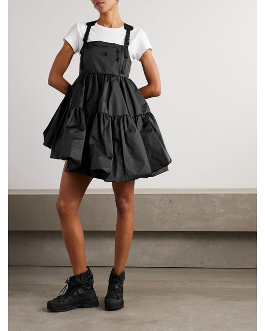 The North Face Black Cecilie Bahnsen Shara Asymmetrisches Minikleid Aus Shell