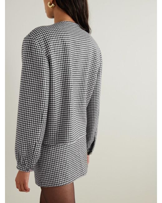 Blazé Milano Gray Gliss Velvet-Trimmed Houndstooth Wool Jacket