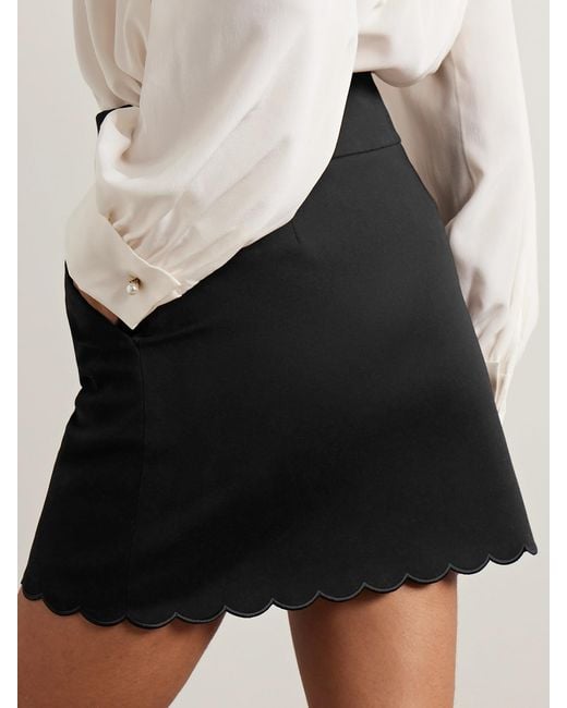 Chloé Black Scalloped Cotton-Blend Mini Skirt