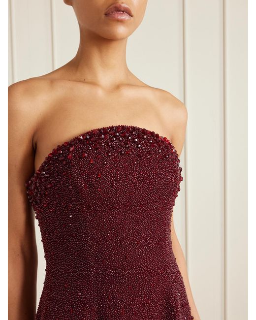 Clio Peppiatt Purple Tina Strapless Embellished Crepe Gown