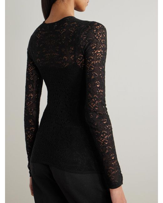 Gabriela Hearst Black Evander Open-Knit Wool And Cashmere-Blend Top
