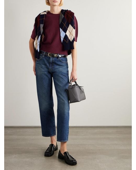 FRAME Red Pointelle-Knit Cashmere Sweater