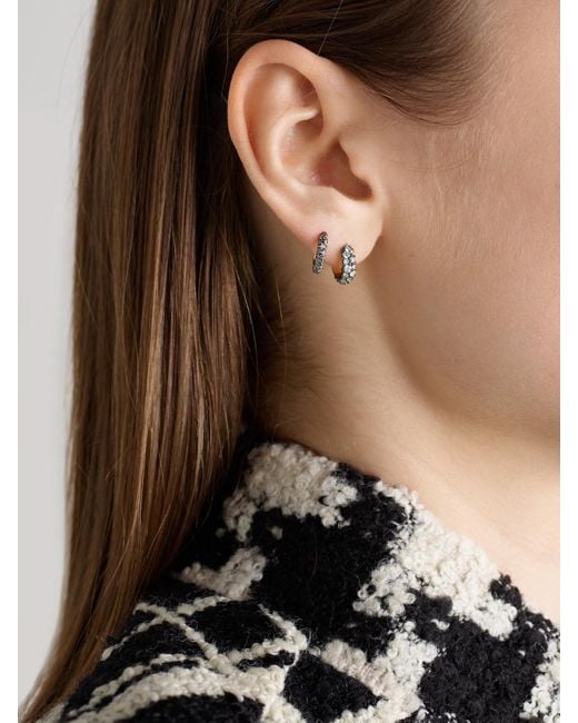 Lucy Delius Natural Chubby Rhodium-Plated 14-Karat Recycled Diamond Hoop Earrings