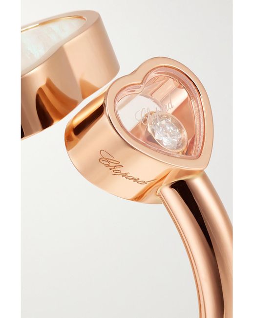 Chopard Natural Happy Hearts Ring Aus 18 Karat Roségold Mit Perlmutt Und Diamant