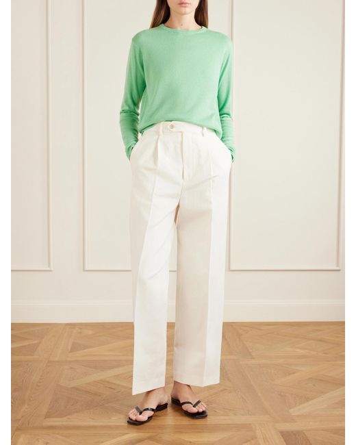 Auralee Green Cashmere And Silk-Blend Sweater