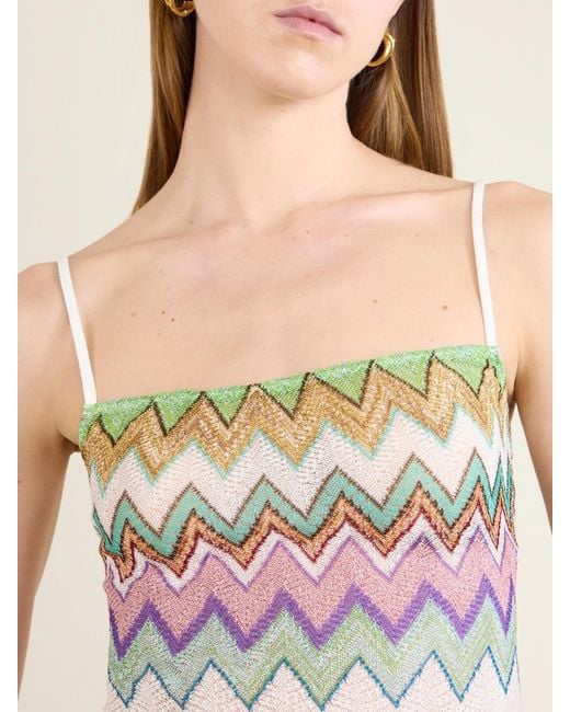 Missoni Gray Striped Metallic Crocheted-Knit Cover-Up